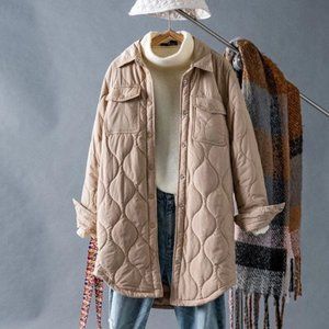 NWT - URBAN DAISY KHAKI QUILTED THIN PUFFER JACKET